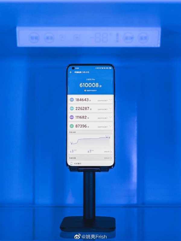 小米10 Pro外掛冰封散熱夾 超越61萬冰箱跑分